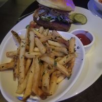 Beyond burger with truffle fries🤤 at Yard House in Indianapolis