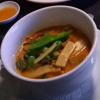Panang tofu curry and spicy garlic tofu. at Bahn Thai in Tallahassee