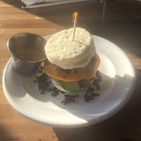 Biscuit with vegan bacon, diaya cheese avocado and tomato  at Mason Dixon Bakery & Bistro in Huntsville