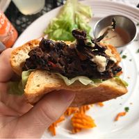 So good I had to order another ... vegan burger with vegan bacon.  at Mason Dixon Bakery & Bistro in Huntsville