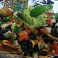 vegetarian black bean loaded nachos with daiya cheese at Taco Shack in Stuart