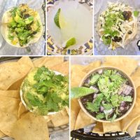 Cauliflower taco on flour tortilla, frozen limeade, cauliflower taco on corn tortilla (added cabbage), chips and guacamole, black bean soup at Taco Shack in Stuart