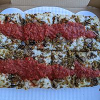 Detroiter with tempeh and mushrooms. at Via 313 - Guadalupe in Austin