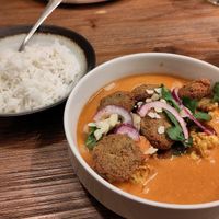 Groentecurry met falafel en basmatirijst at Me Gusta in Halle