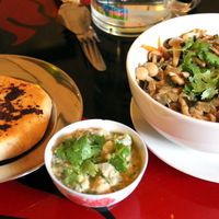 Mushroom salad, pita and babaganoush. So good.  at Taboon in Koh Phangan