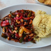 Vegan cashew stir fry at 55 Degrees North in Portrush