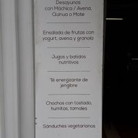Menu signage at Raices in Quito