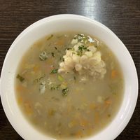vegetable soup with corn - soap de verduras con choclo at Raices in Quito