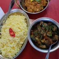 saffron rice and two vegan curries at Otsal - 옷살 in Seoul