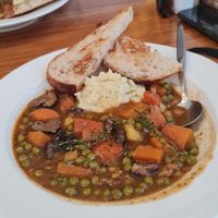Vegan stew with delicious mash and sour dough at Food4Thought in Chiang Mai