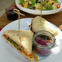 mushroom and Kale sandwich  at Food4Thought in Chiang Mai