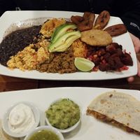 Bandeja Paisa and Quesadilla at VSpot in Brooklyn