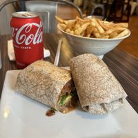 Burrito and fries  at VSpot in Brooklyn