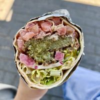 Falafel wrap with pickled turnips   at Falafelle in Belmont