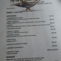 Menu on 11/18/18 at Ana's Genies in Caye Caulker