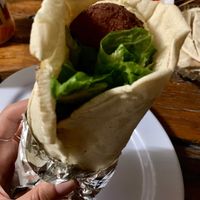 Falafel and hummus wrap at Ana's Genies in Caye Caulker