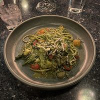 lemon basil pistachio pesto pastaa  at Disneyland - Blue Bayou in Anaheim