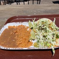 Cauliflower tacos, rice, refried beans  at Disneyland - Rancho del Zocalo in Anaheim