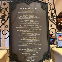 Fist menu they show youu  at Disneyland - Rancho del Zocalo in Anaheim