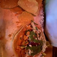 Terrible picture of the cauliflower tacos. Beans and rice are not vegan. at Disneyland - Rancho del Zocalo in Anaheim