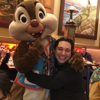 Chip or Dale. They were both there.  at Disneyland - Storytellers Cafe in Anaheim