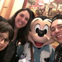 Selfie with Mickey Mouse. at Disneyland - Storytellers Cafe in Anaheim