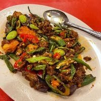spicy 4 seasons vegetable RM18
 at Yun Ji Vegetarian  in Ipoh