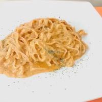 Pasta with a pumpkin sauce at Bio e Te in Siena