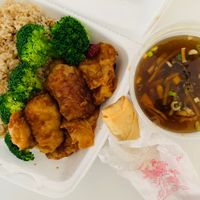 General Tso’s Seitan lunch special w/ hot and sour soup and spring roll.   at Chengdu Center City 成都 in Philadelphia