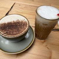 Chai latte, flat white cold brew at Bonobo Cafe in Aberdeen