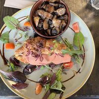 Croissant with garlic mushrooms   at Bonobo Cafe in Aberdeen