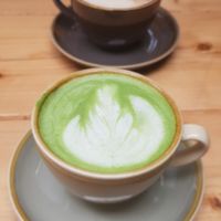 Dirty Chai and Matcha latte with peppermint at Bonobo Cafe in Aberdeen