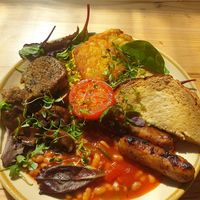 Fry-up with vegan haggis at Bonobo Cafe in Aberdeen