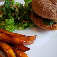 Vegan burger at Cinnamon Cafe in Fredericton