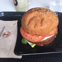 Spicy black beans burger with double patty and cheese at Copper Branch - Mont-Royal in Montreal