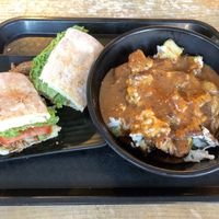 Poutine and shiitake teriyaki sandwich  at Copper Branch - Mont-Royal in Montreal
