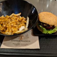 Poutine and Copper Branch Burger at Copper Branch - Catherine O in Montreal