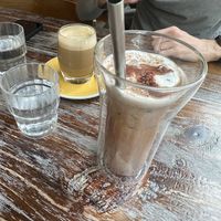 Flat white & iced cinnamon chocolate   at LN Fortunate Coffee in Hong Kong Island