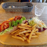 Tempeh 'hot dog' at LN Fortunate Coffee in Hong Kong Island