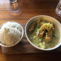 Green curry at SnakeBite Brewery in Franz Josef Waiau