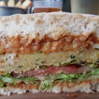 Vegan burger at SnakeBite Brewery in Franz Josef Waiau