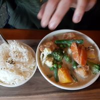 Green curry at SnakeBite Brewery in Franz Josef Waiau