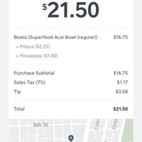 Price for my one bowl  at Under the Mango Tree in Miami Beach