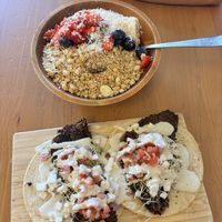 Acai bowl and tacos   at Under the Mango Tree in Miami Beach