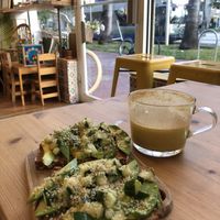 Avocado toast and turmeric latte at Under the Mango Tree in Miami Beach