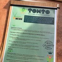Vegan menu (available upon request) at Tonto Bar and Grill in Cave Creek