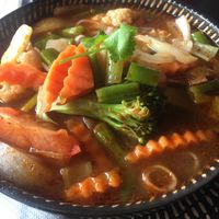 Tom yum soup with noodles  at King Tiger in Franz Josef