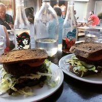 Vegan ‘sandwich’ beetroot burgers at Slow Cuts in Arrowtown
