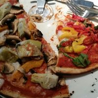 Gluten free pizza with mushrooms, artichokes and butternut, the other bell pepper, spinach and balsamic tomatoes at Zizzi - High St in Cardiff