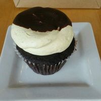 Vegan and gluten free chocolate-vanilla cupcake  at Marie Catrib's in Grand Rapids